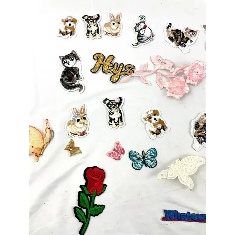 40 PC Assorted Sewing Applique Patches Iron on Sew On‎ NEW Mixed Sequin Crafting